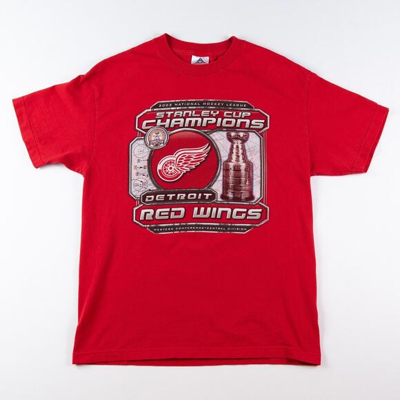Vintage 2002 Detroit Red Wings T-Shirt L NHL Stanley Cup Champions Y2K Red - Picture 1 of 8
